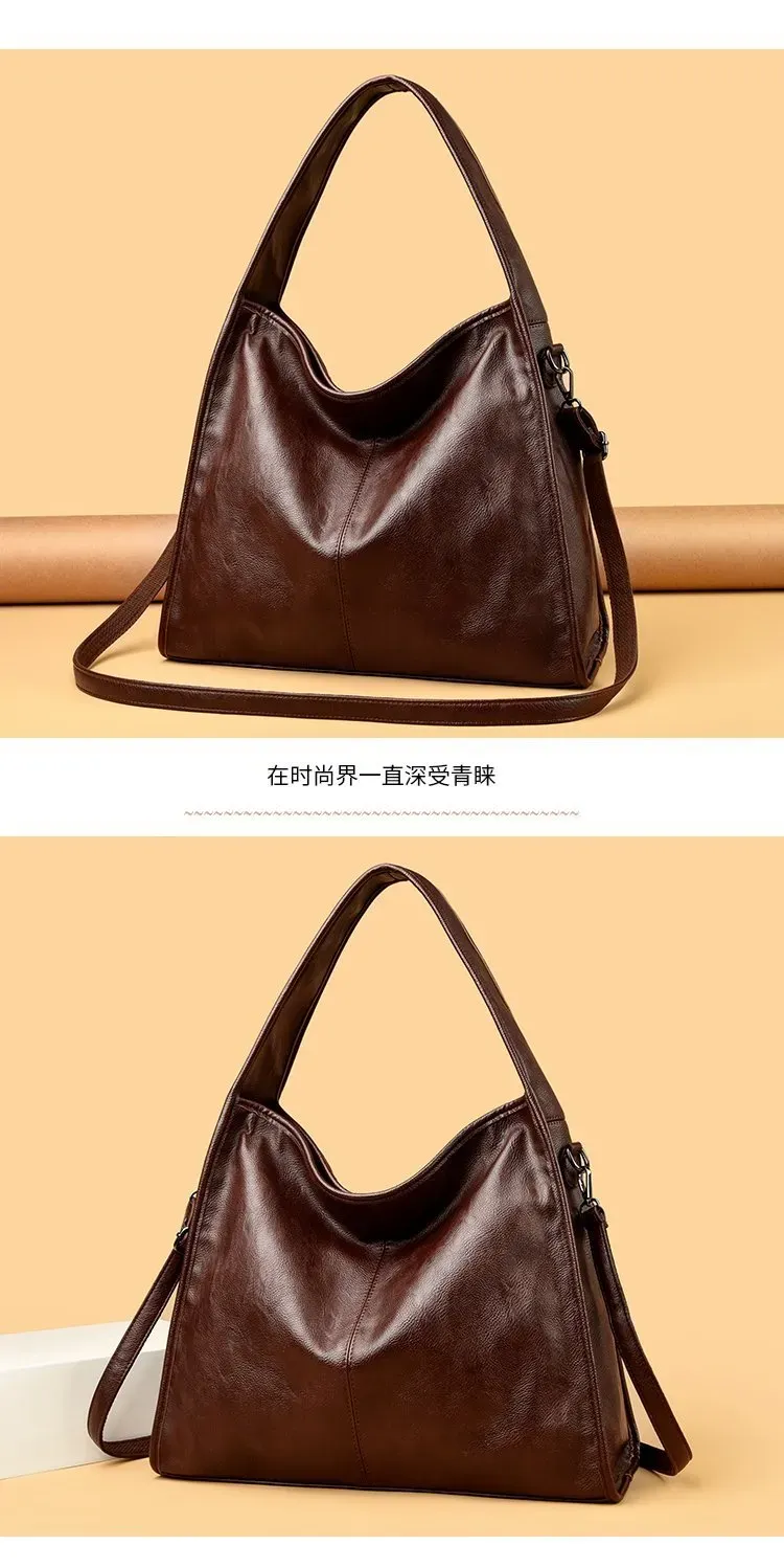 Tas Selempang Wanita Bahan PU Sintetis Polos Warna Hitam Model Hobo Tali Panjang Harga Grosir