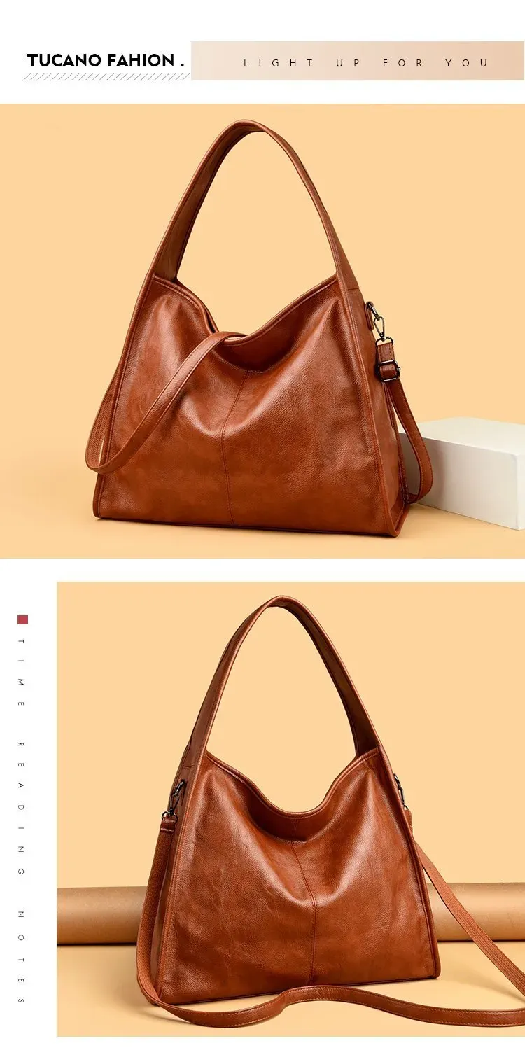 Tas Selempang Wanita Bahan PU Sintetis Polos Warna Hitam Model Hobo Tali Panjang Harga Grosir