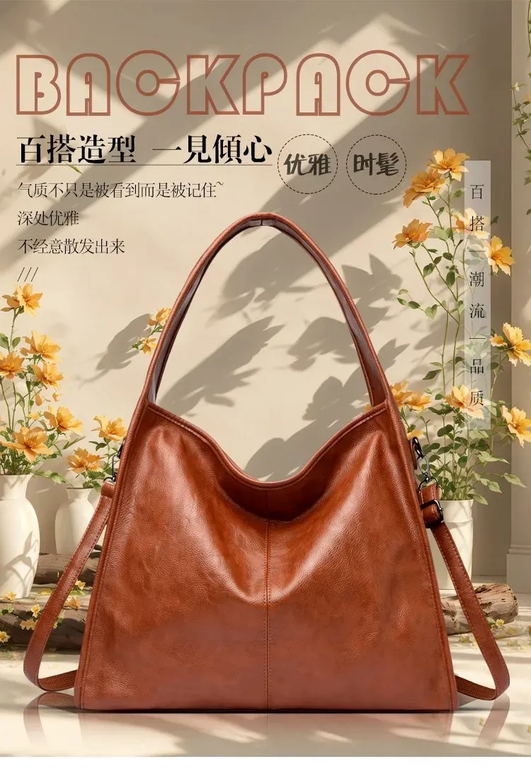 Tas Selempang Wanita Bahan PU Sintetis Polos Warna Hitam Model Hobo Tali Panjang Harga Grosir