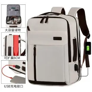 Tas Ransel Wanita Bahan Nylon Polos Warna Putih Bentuk Kotak Tali Lebar Grosir Import