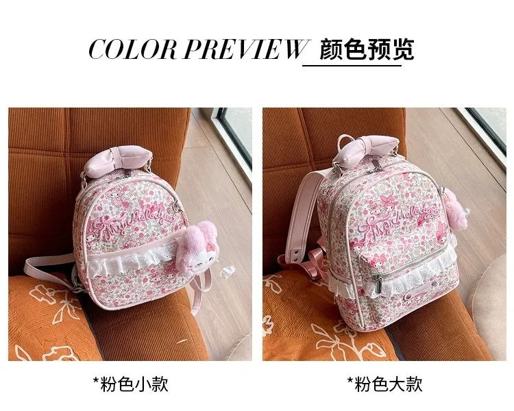 Tas Ransel Wanita Bahan PU Sintetis Motif Floral Warna Pink Bentuk Kotak Tali Grosir Import