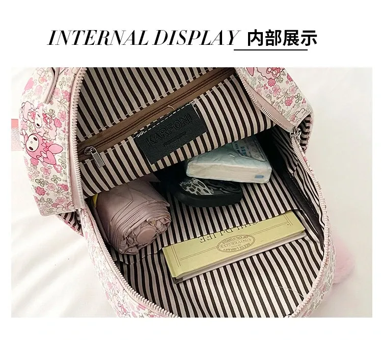Tas Ransel Wanita Bahan PU Sintetis Motif Floral Warna Pink Bentuk Kotak Tali Grosir Import