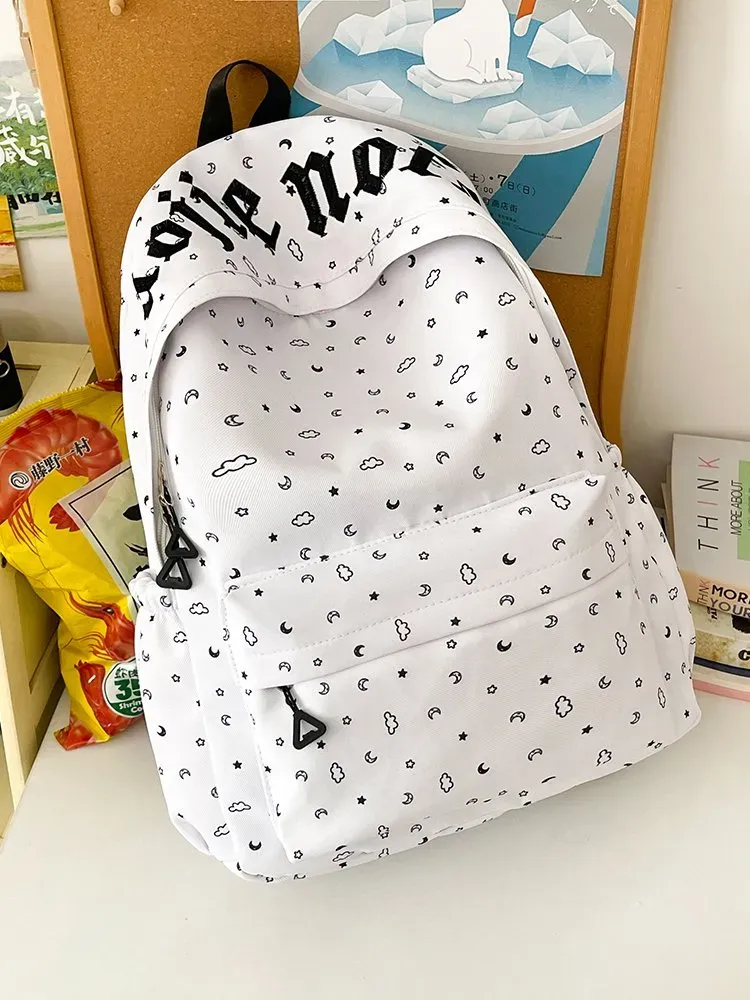 Tas Ransel Wanita Bahan Nylon Polos Warna Putih Bentuk Kotak Tali Lebar Pilihan Reseller