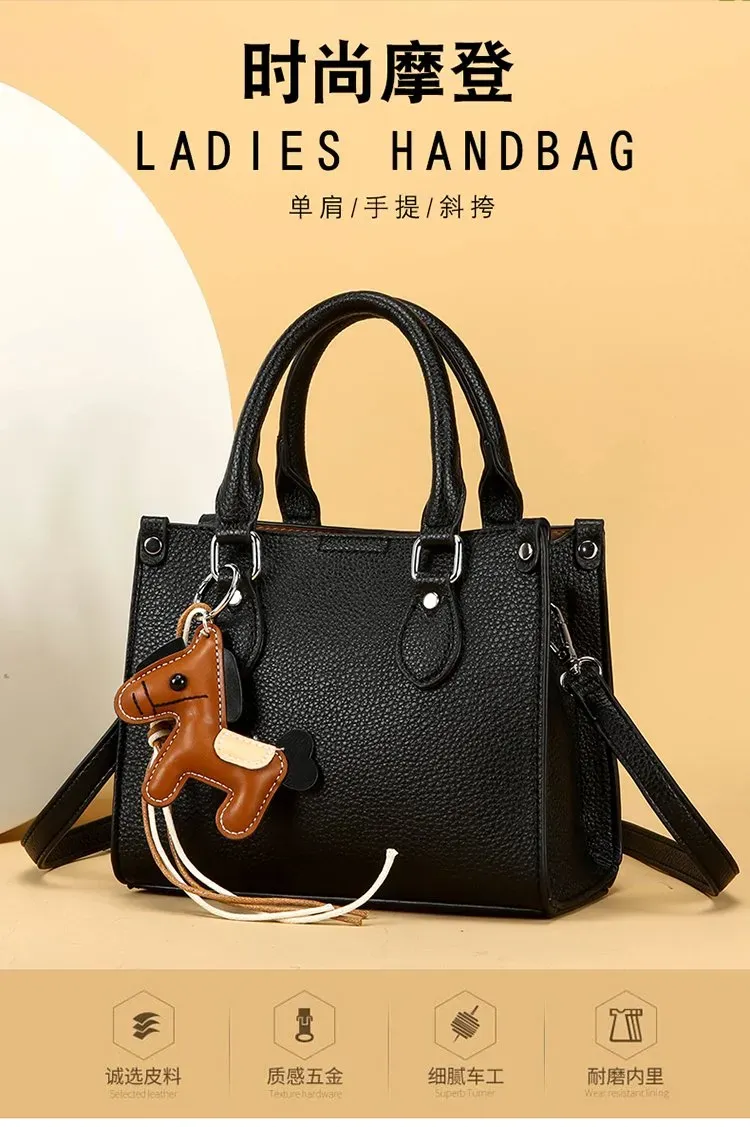 Tas Selempang Wanita Bahan Kain Polos Warna Hitam Bentuk Kotak Tali Panjang Resleting Grosir