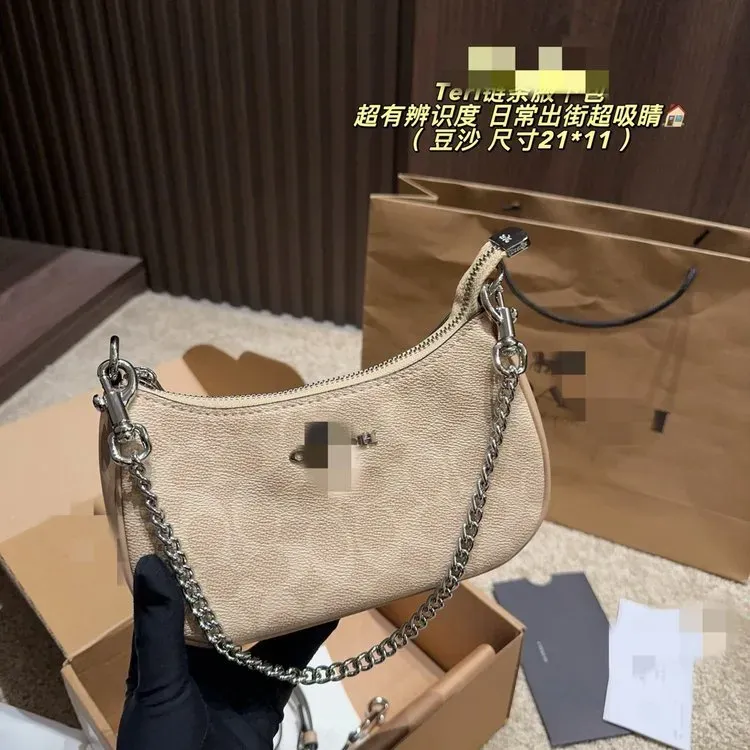 Tas Selempang Wanita Bahan PU Sintetis Motif Print Warna Cokelat Bentuk Crescent Grosir Import