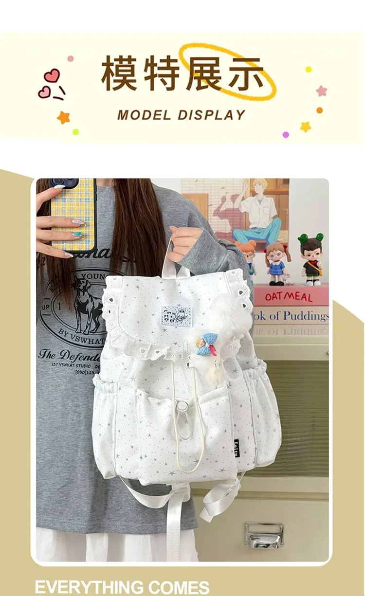 Tas Ransel Wanita Bahan Nylon Motif Print Warna Biru Bentuk Kotak Tali Lebar Model Import
