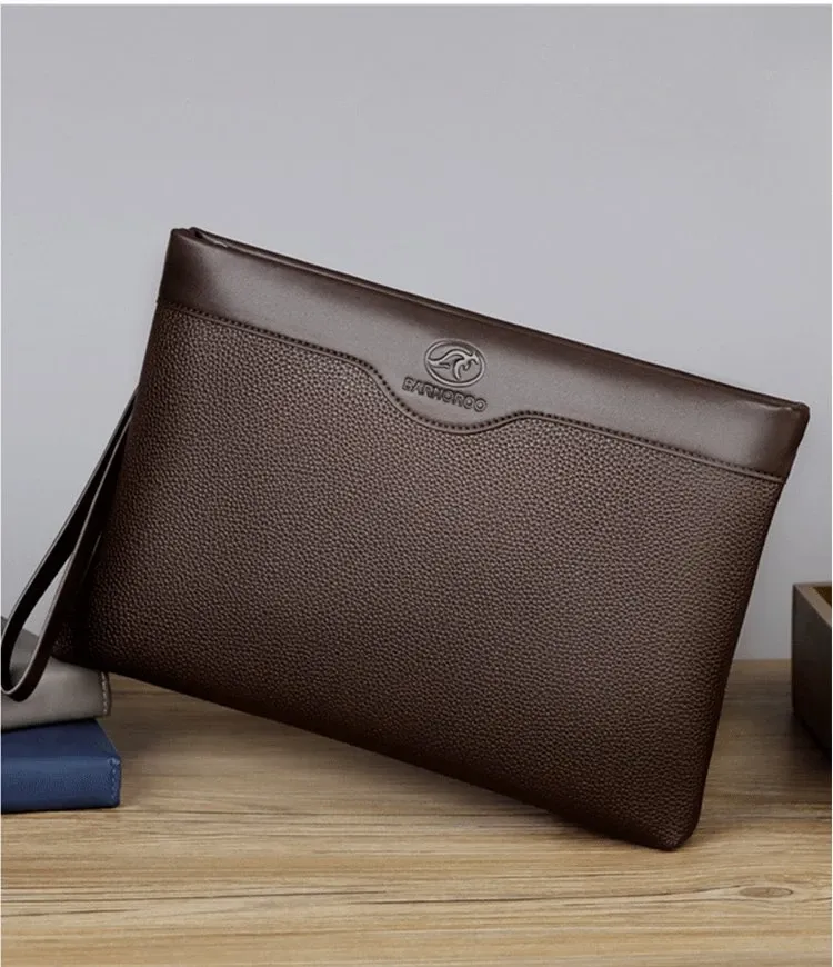 Tas Selempang Pria Bahan PU Sintetis Polos Warna Hitam Bentuk Kotak Tali Rantai Grosir Import
