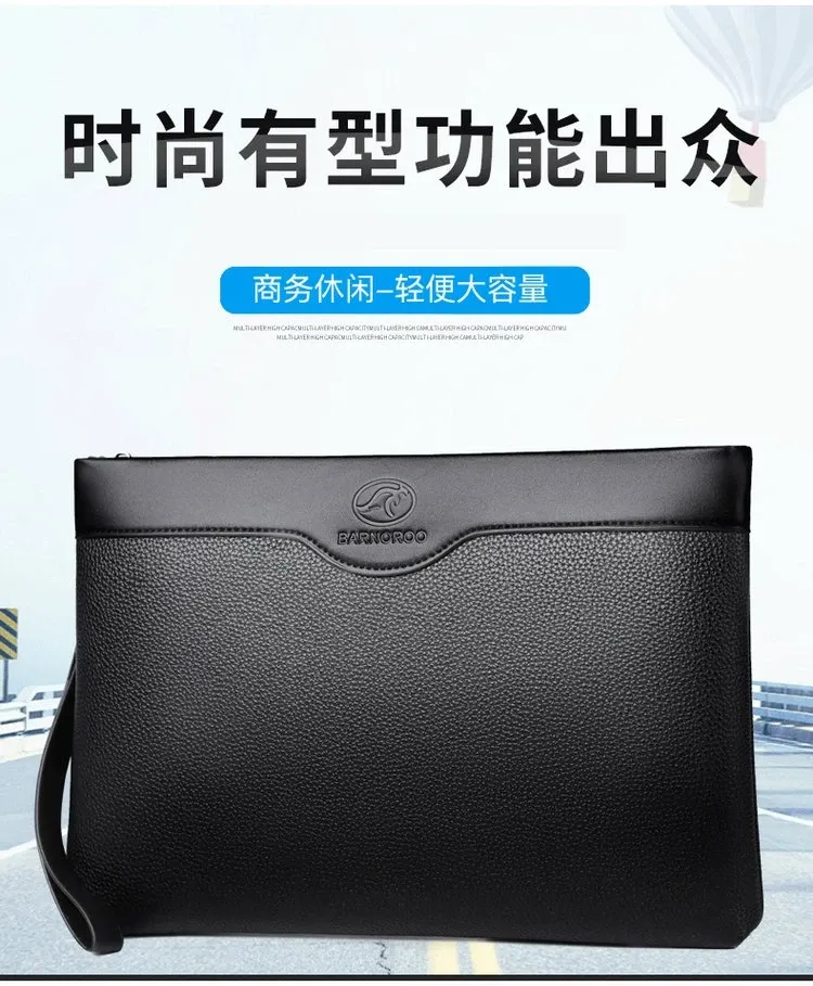 Tas Selempang Pria Bahan PU Sintetis Polos Warna Hitam Bentuk Kotak Tali Rantai Grosir Import