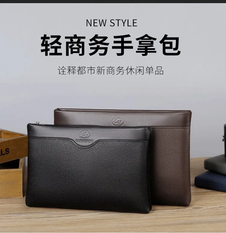 Tas Selempang Pria Bahan PU Sintetis Polos Warna Hitam Bentuk Kotak Tali Rantai Grosir Import