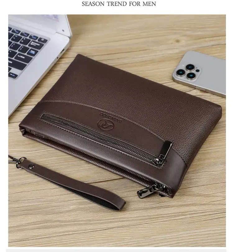 Tas Selempang Pria Bahan PU Sintetis Polos Warna Hitam Bentuk Kotak Tali Serut Grosir Import