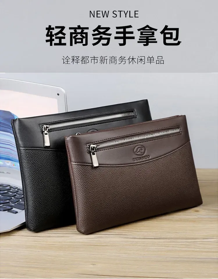 Tas Selempang Pria Bahan PU Sintetis Polos Warna Hitam Bentuk Kotak Tali Serut Grosir Import