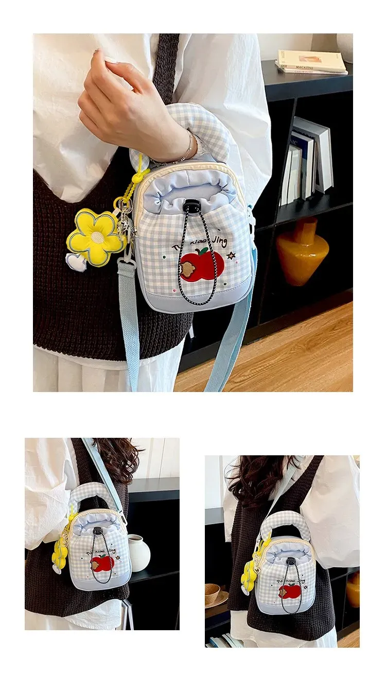Tas Selempang Wanita Bahan PU Sintetis Motif Polkadot Warna Biru Bentuk Kotak Grosir Import