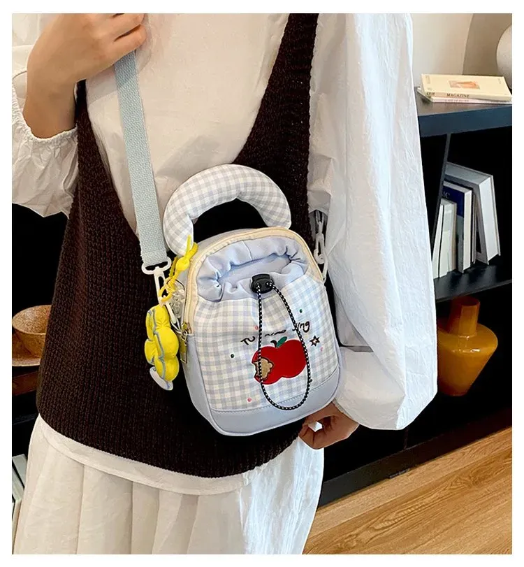 Tas Selempang Wanita Bahan PU Sintetis Motif Polkadot Warna Biru Bentuk Kotak Grosir Import