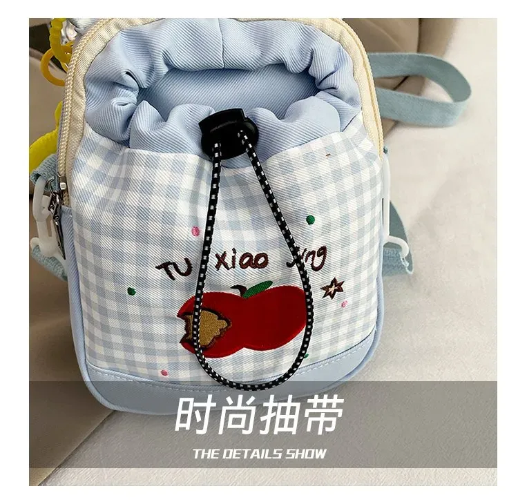 Tas Selempang Wanita Bahan PU Sintetis Motif Polkadot Warna Biru Bentuk Kotak Grosir Import