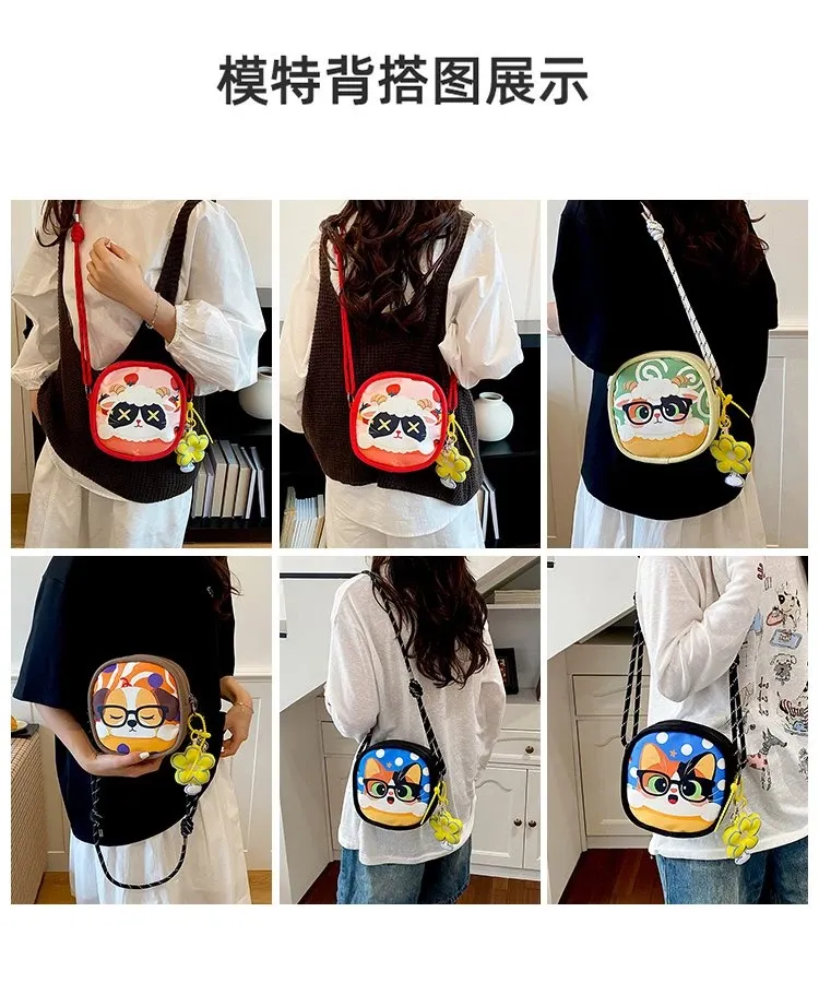 Tas Selempang Wanita Bahan PU Sintetis Motif Print Warna Merah Bentuk Kotak Tali Pilihan