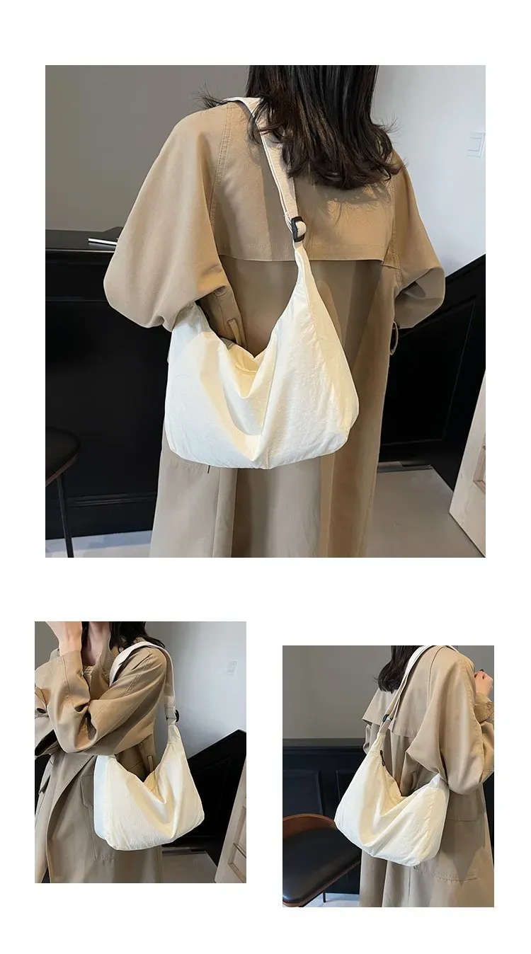 Tas Selempang Wanita Bahan PU Sintetis Polos Warna Merah Model Hobo Tali Lebar Grosir Import