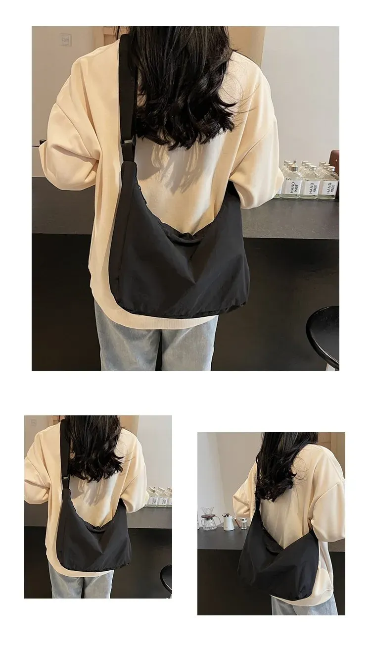 Tas Selempang Wanita Bahan PU Sintetis Polos Warna Merah Model Hobo Tali Lebar Grosir Import