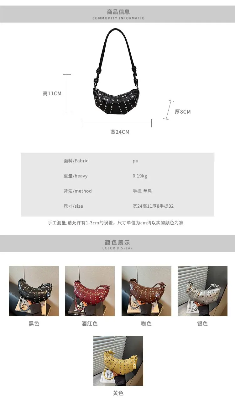 Tas Selempang Wanita Bahan PU Sintetis Motif Print Warna Hitam Bentuk Crescent Resleting