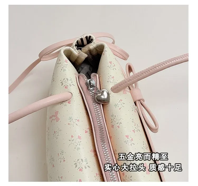Tas Selempang Wanita Bahan PU Sintetis Motif Print Warna Pink Bentuk Kotak Tali untuk Toko