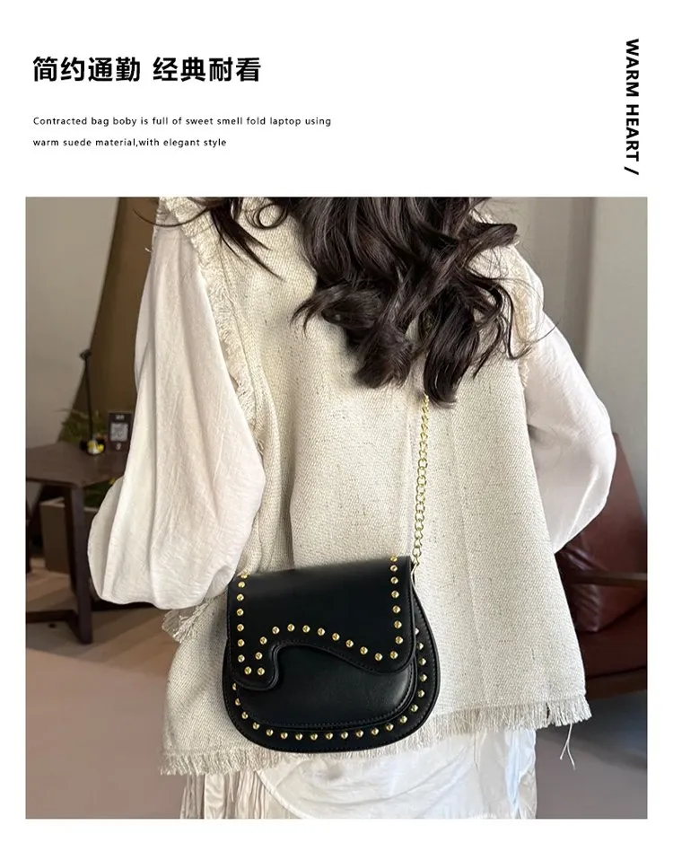 Tas Selempang Wanita Bahan PU Sintetis Polos Warna Hitam Bentuk Crescent Tali Grosir Import