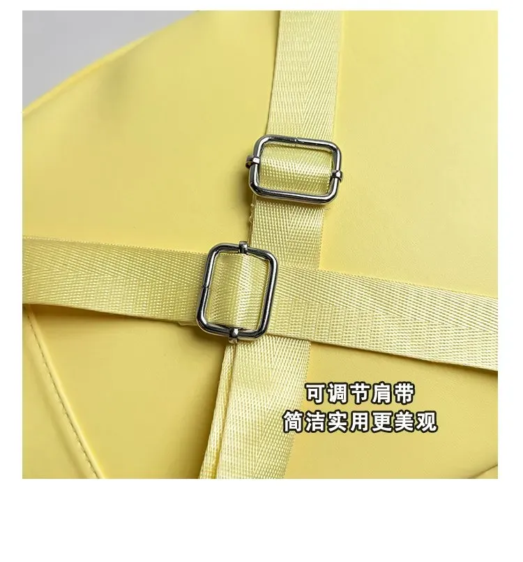 Tas Ransel Wanita Bahan PU Sintetis Polos Warna Kuning Bentuk Kotak Tali Lebar Grosir Import