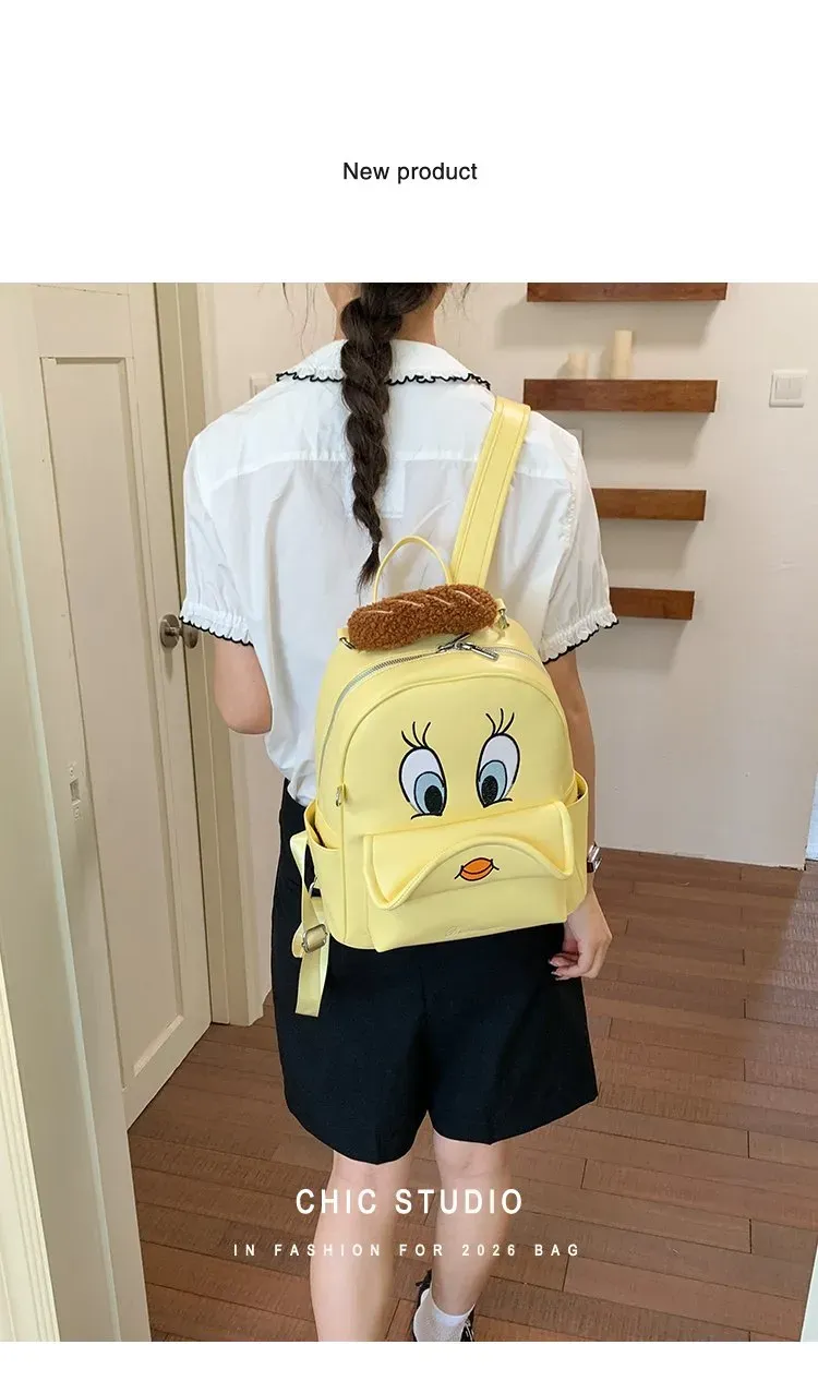 Tas Ransel Wanita Bahan PU Sintetis Polos Warna Kuning Bentuk Kotak Tali Lebar Grosir Import kategori tas ransel grosir