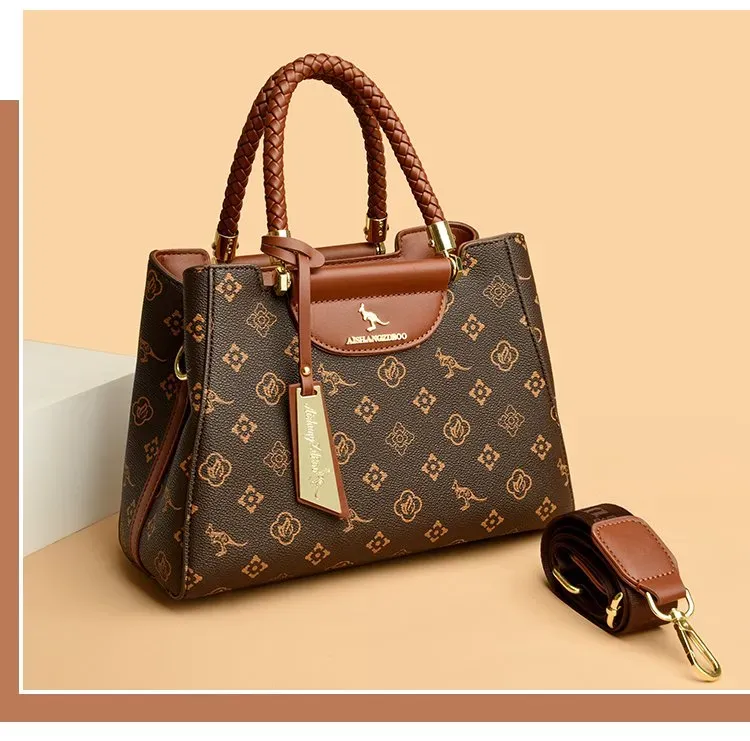 Tas Selempang Wanita Bahan PU Sintetis Model Quilted Warna Hitam Bentuk Kotak Warna Cokelat