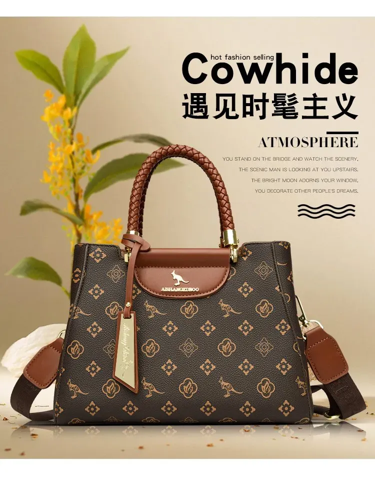 Tas Selempang Wanita Bahan PU Sintetis Model Quilted Warna Hitam Bentuk Kotak Warna Cokelat