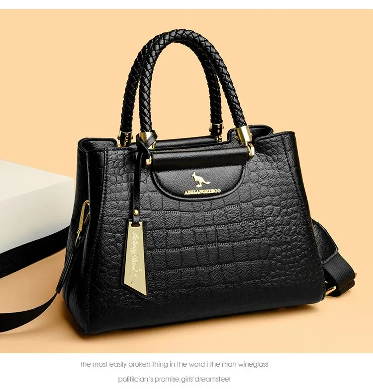 Tas Selempang Wanita Bahan PU Sintetis Model Quilted Warna Hitam Bentuk Kotak Warna Cokelat