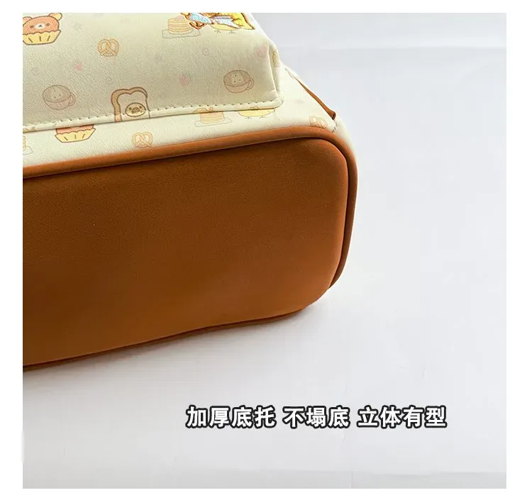 Tas Ransel Wanita Bahan PU Sintetis Motif Print Bentuk Kotak Tali Lebar Resleting