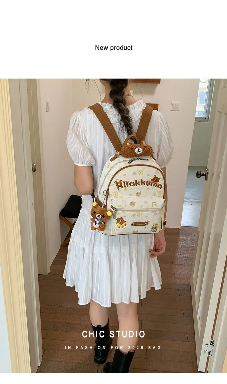 Tas Ransel Wanita Bahan PU Sintetis Motif Print Bentuk Kotak Tali Lebar Resleting