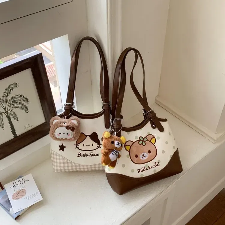 Tas Ransel Anak Bahan PU Sintetis Motif Print Warna Putih Bentuk Kotak Tali Grosir Import