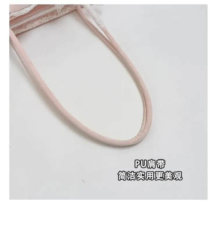 Tas Selempang Wanita Bahan PU Sintetis Motif Print Warna Pink Bentuk Kotak Tali Stok Grosir