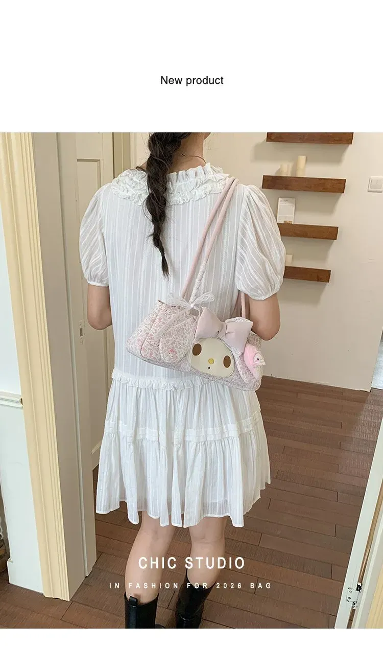 Tas Selempang Wanita Bahan PU Sintetis Motif Print Warna Pink Bentuk Kotak Tali Stok Grosir