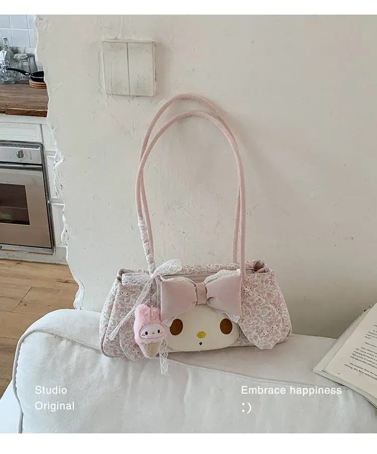 Tas Selempang Wanita Bahan PU Sintetis Motif Print Warna Pink Bentuk Kotak Tali Stok Grosir