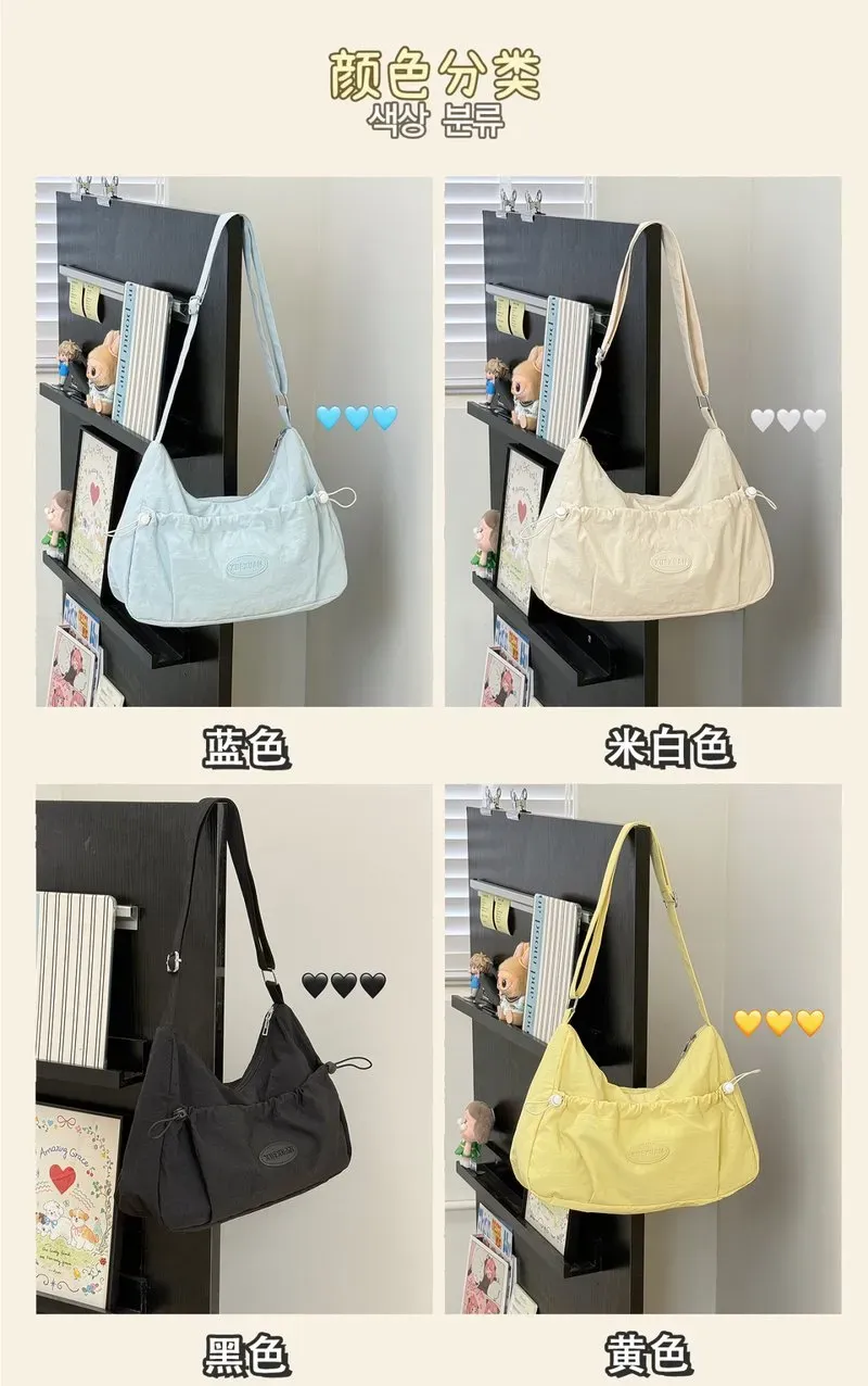 Tas Selempang Wanita Bahan PU Sintetis Polos Warna Hitam Bentuk Crescent Tali Resleting Grosir