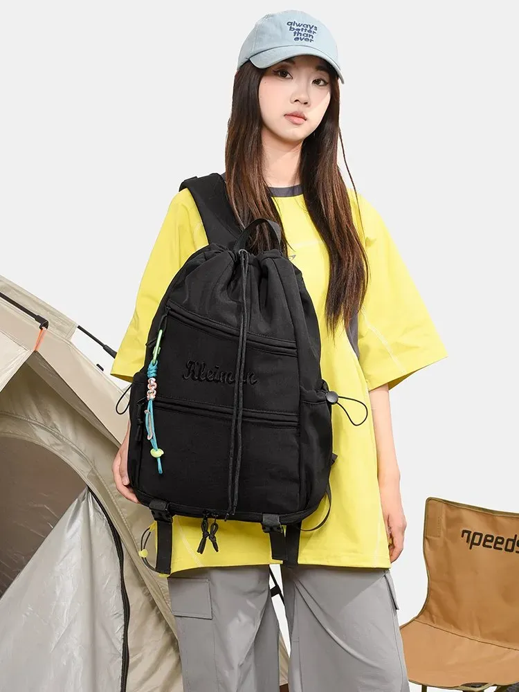 Tas Ransel Wanita Bahan Nylon Warna Hitam Fashion Grosir Import
