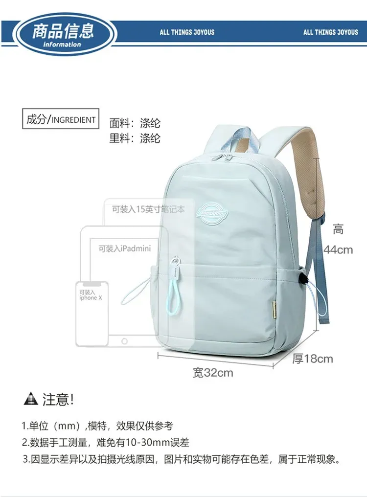 Tas Ransel Wanita Bahan Nylon Polos Bentuk Kotak Tali Lebar Resleting Bahan Polyester Grosir