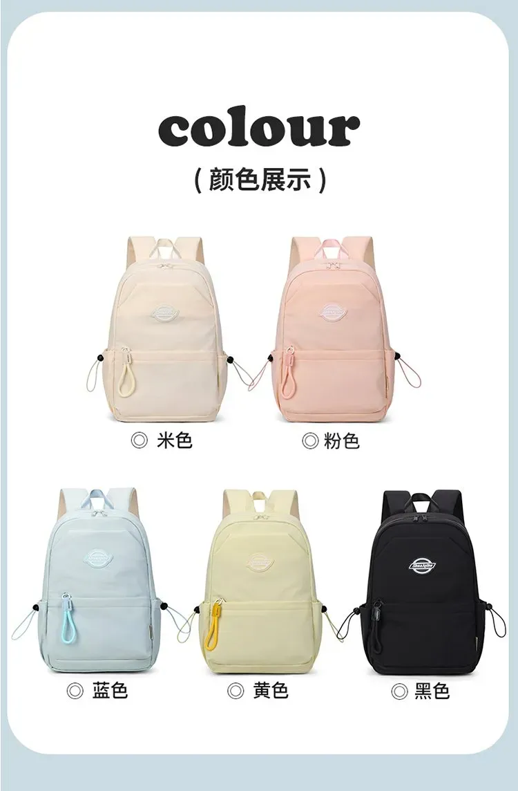 Tas Ransel Wanita Bahan Nylon Polos Bentuk Kotak Tali Lebar Resleting Bahan Polyester Grosir