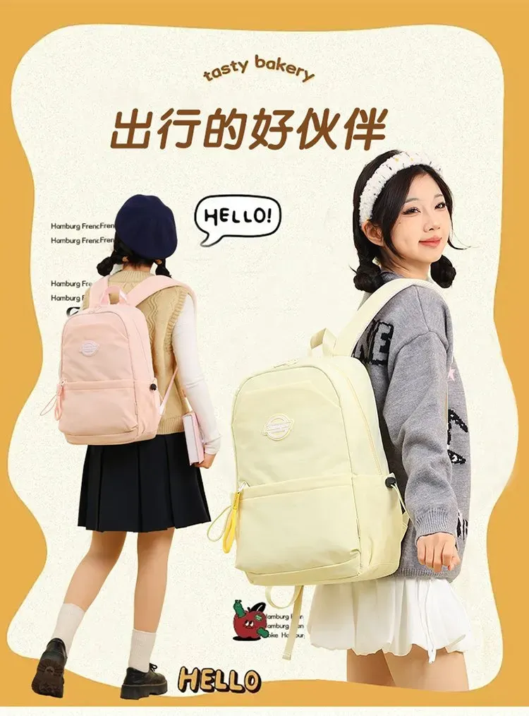Tas Ransel Wanita Bahan Nylon Polos Bentuk Kotak Tali Lebar Resleting Bahan Polyester Grosir