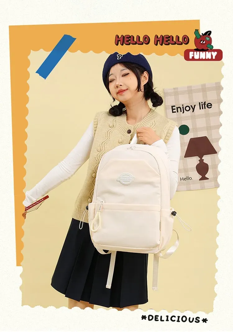 Tas Ransel Wanita Bahan Nylon Polos Bentuk Kotak Tali Lebar Resleting Bahan Polyester Grosir