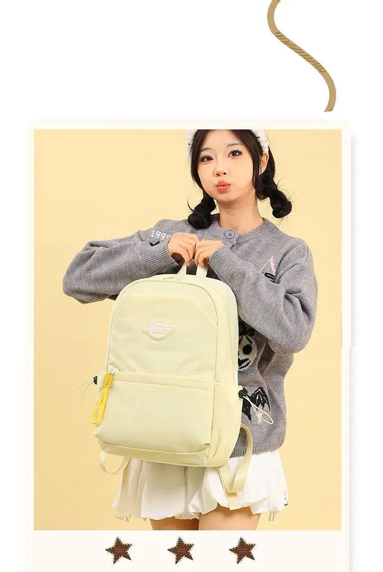 Tas Ransel Wanita Bahan Nylon Polos Bentuk Kotak Tali Lebar Resleting Bahan Polyester Grosir