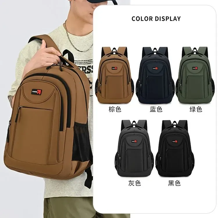 Tas Ransel Pria Bahan Oxford Polos Warna Hitam Bentuk Kotak Tali Lebar Resleting Grosir Import