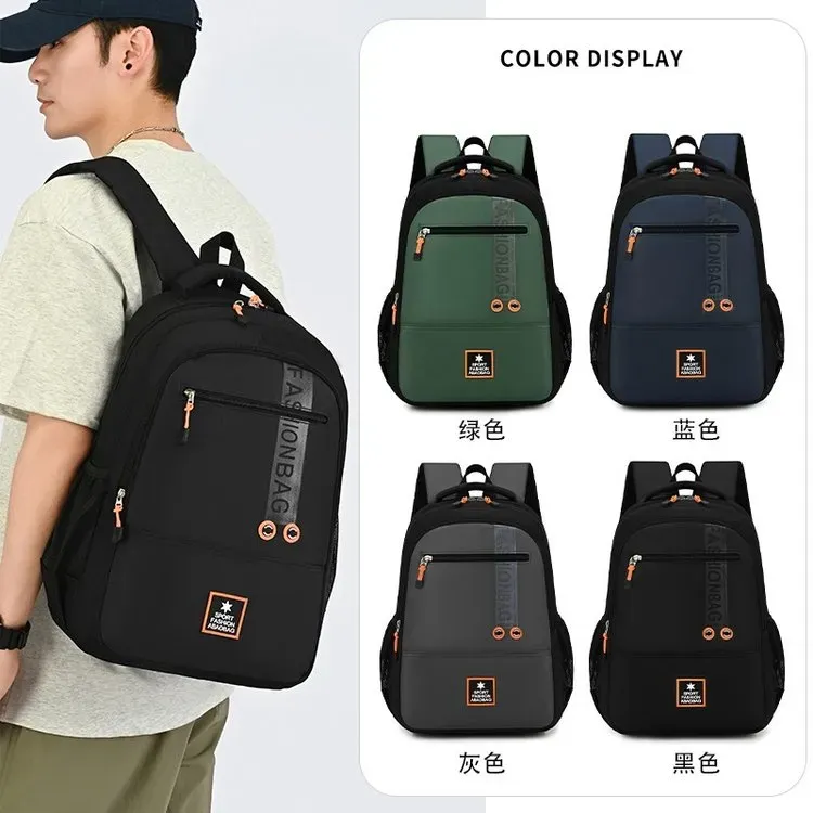 Tas Ransel Pria Bahan Oxford Polos Warna Hitam Bentuk Kotak Tali Lebar Resleting Grosir Import