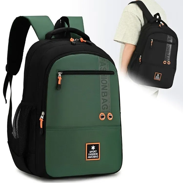 Tas Ransel Pria Bahan Oxford Polos Warna Hitam Bentuk Kotak Tali Lebar Resleting Grosir Import