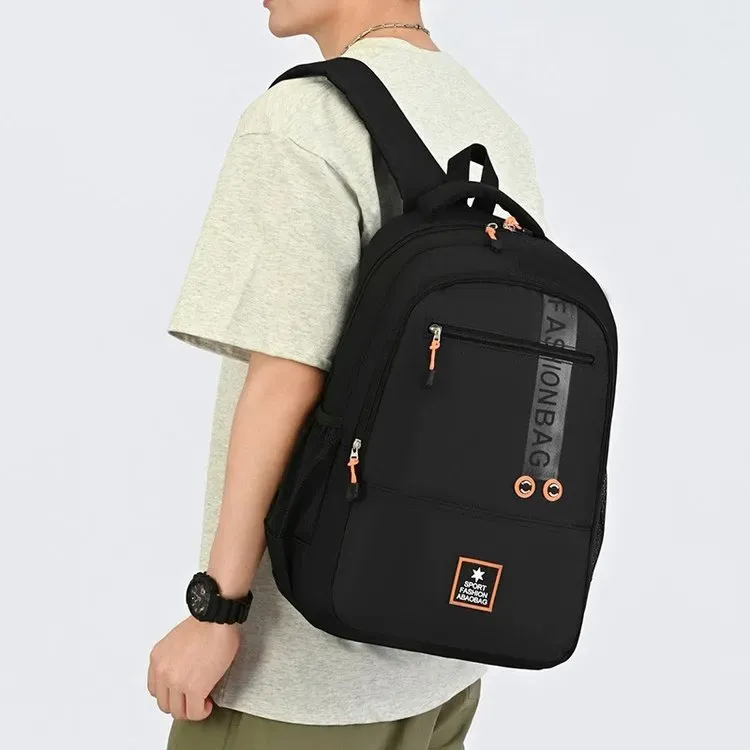 Tas Ransel Pria Bahan Oxford Polos Warna Hitam Bentuk Kotak Tali Lebar Resleting Grosir Import