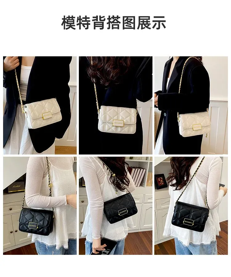 Tas Selempang Wanita Bahan PU Sintetis Model Quilted Warna Putih Bentuk Kotak Harga Grosir