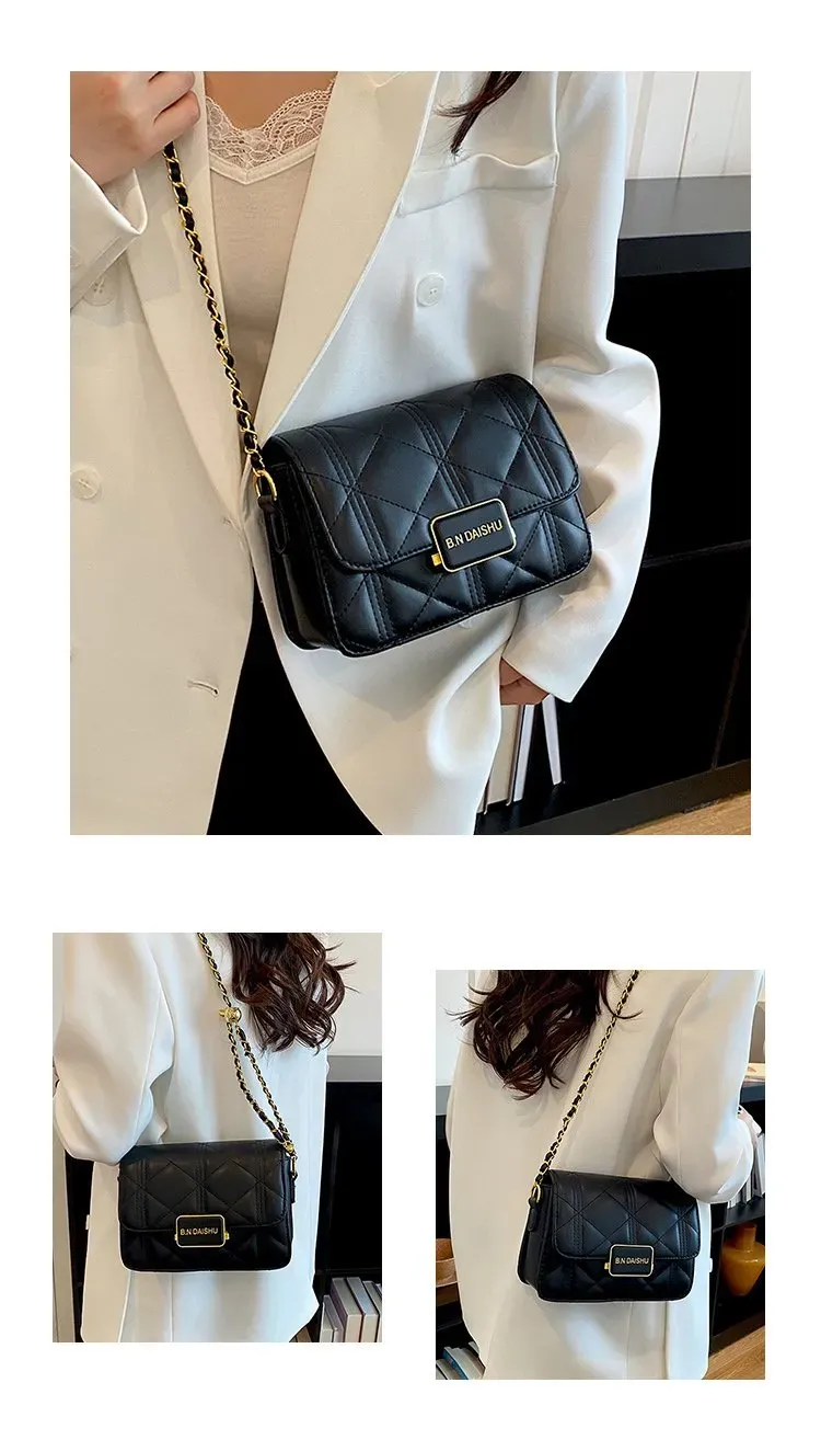 Tas Selempang Wanita Bahan PU Sintetis Model Quilted Warna Putih Bentuk Kotak Harga Grosir