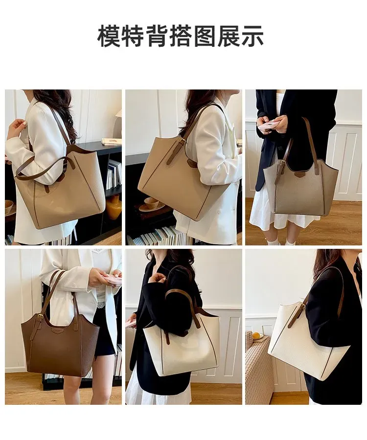 Tas Selempang Wanita Bahan PU Sintetis Polos Bentuk Kotak Tali Lebar Resleting untuk Jualan