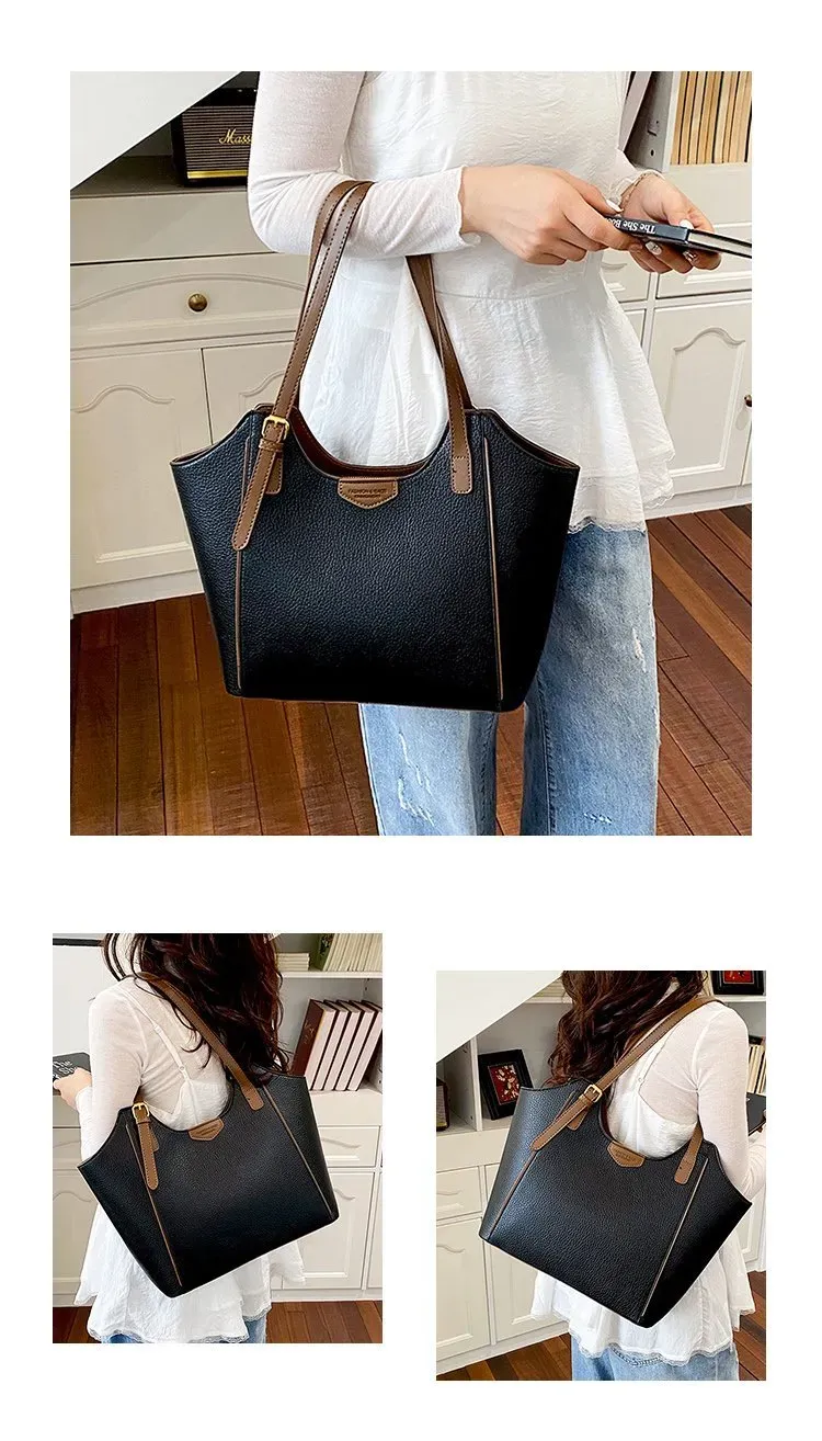 Tas Selempang Wanita Bahan PU Sintetis Polos Bentuk Kotak Tali Lebar Resleting untuk Jualan